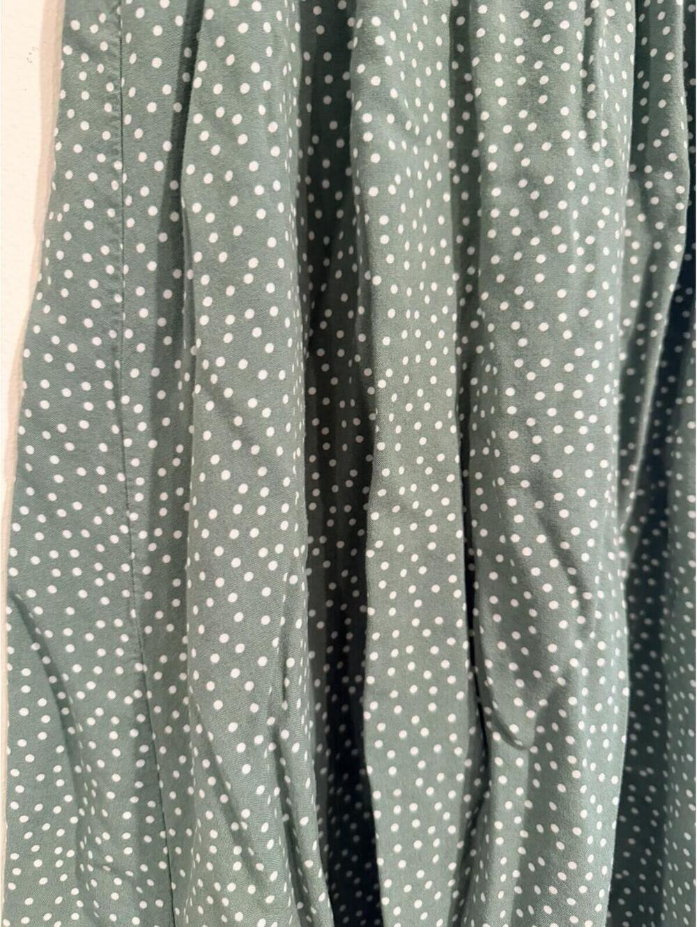 Downeast Women's Dress - Olive Green White Polka Dot Flowy Short - Picture 2 of 5